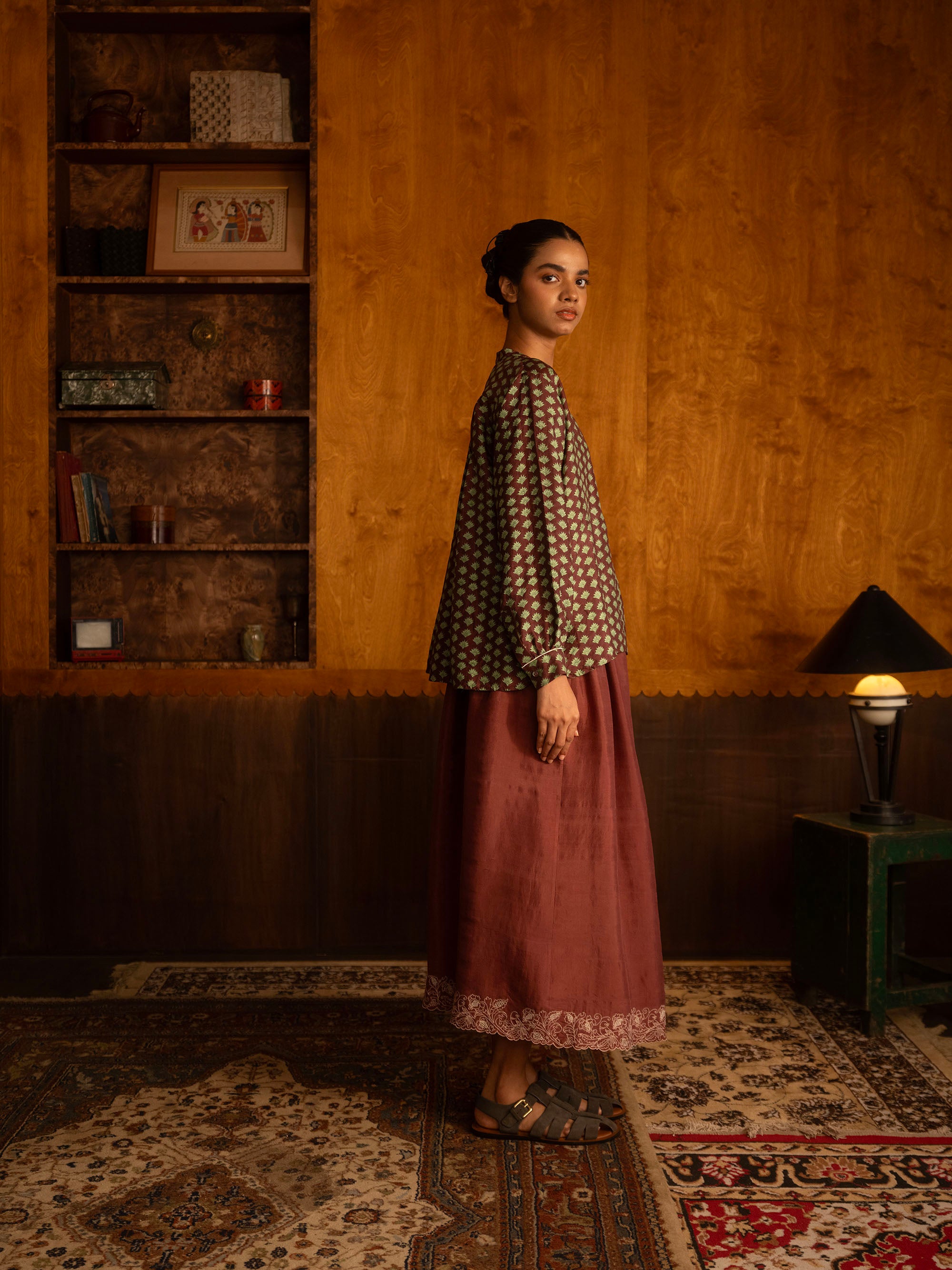 At the Brocante Skirt – Burgundy