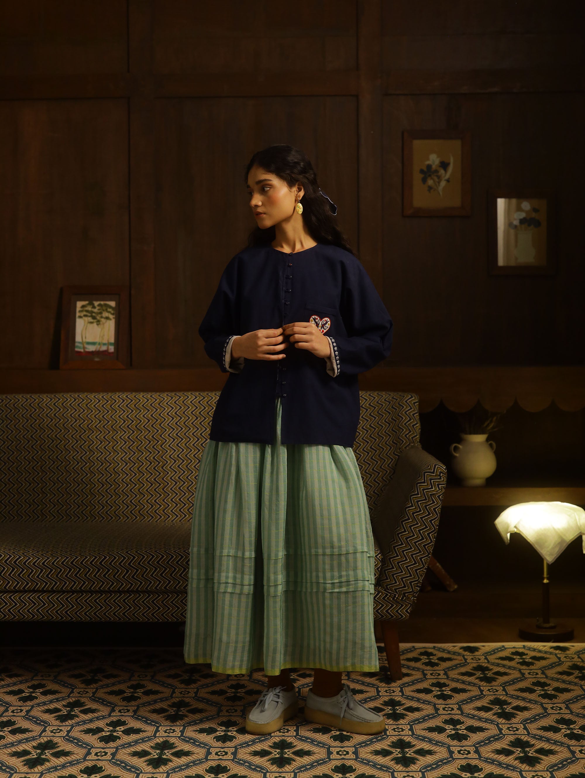 The Basket And Straw Hat Dress – Green