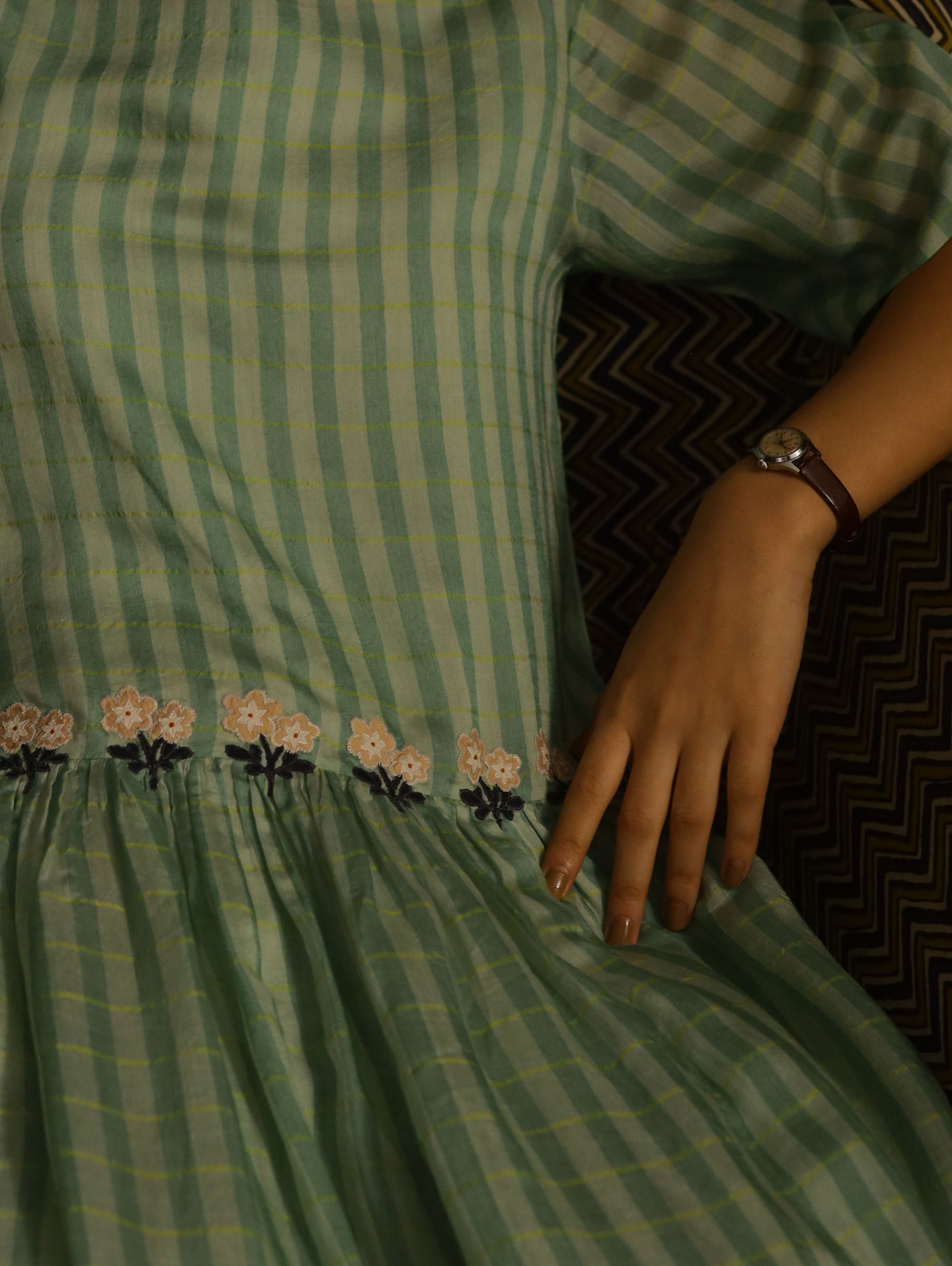 The Basket And Straw Hat Dress – Green